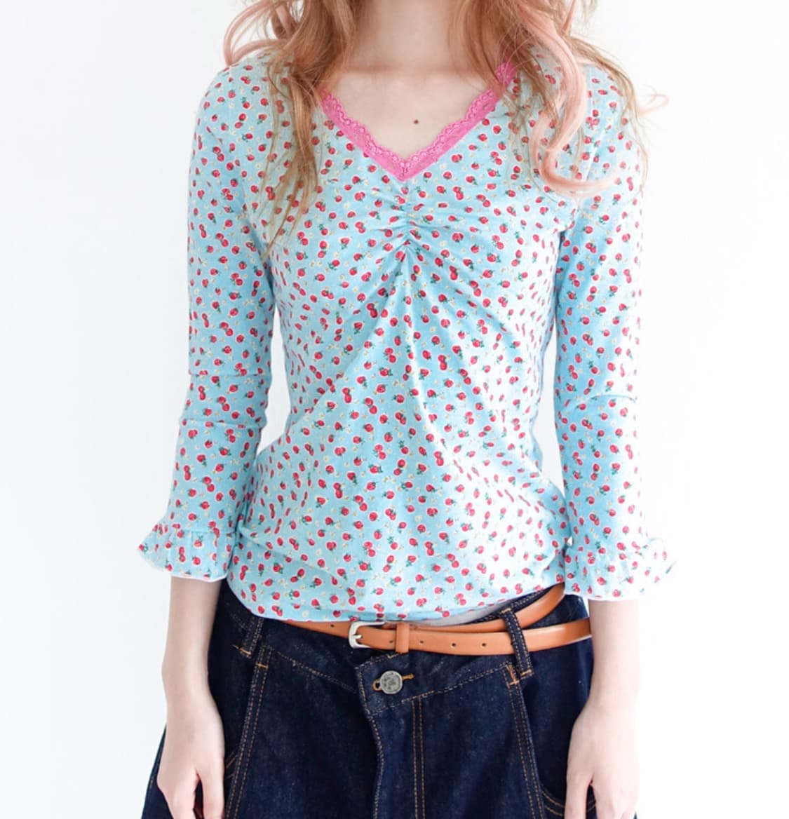 little strawberry lace top (mint) 상품이미지1