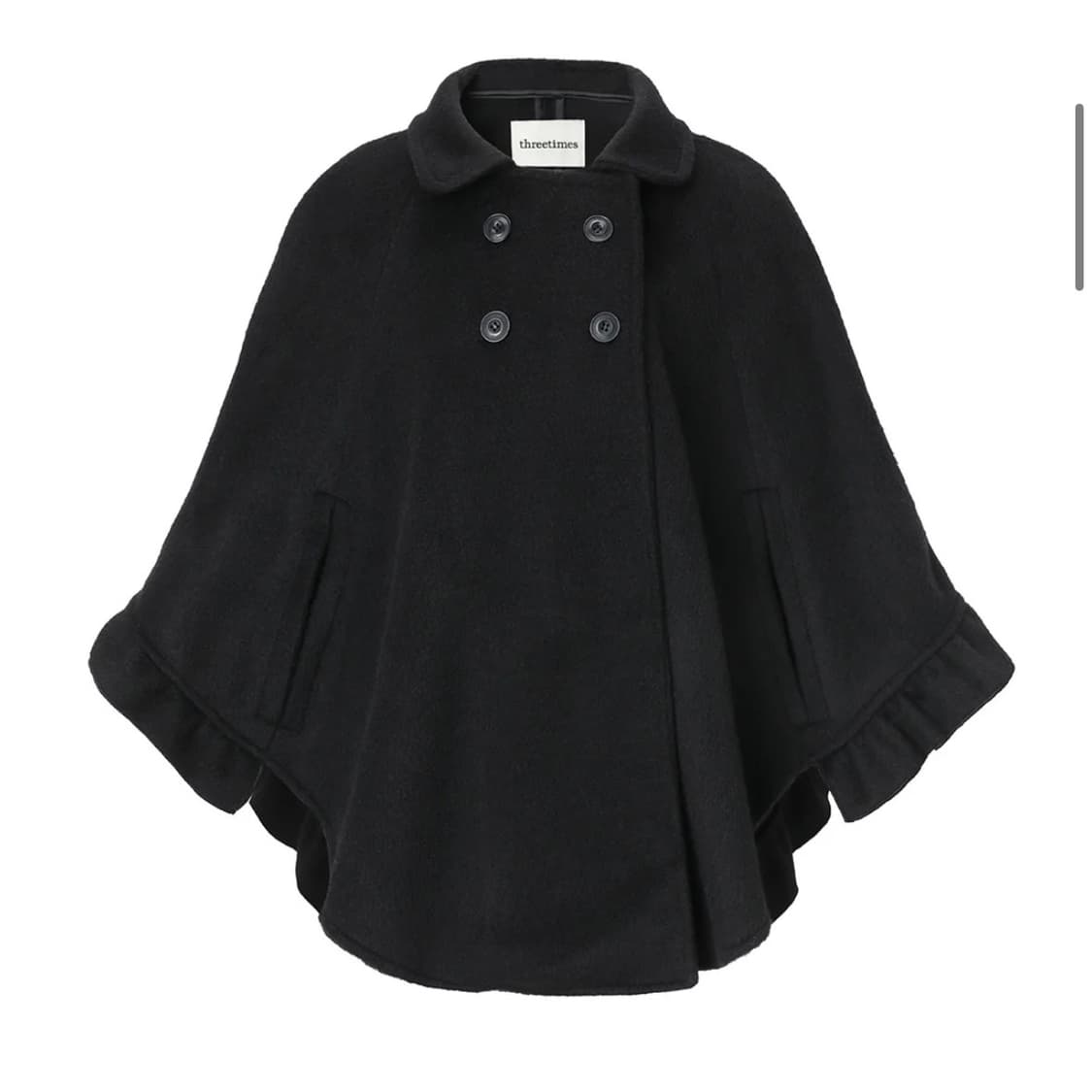 쓰리타임즈 문 케이프 코트 블랙 상품이미지1