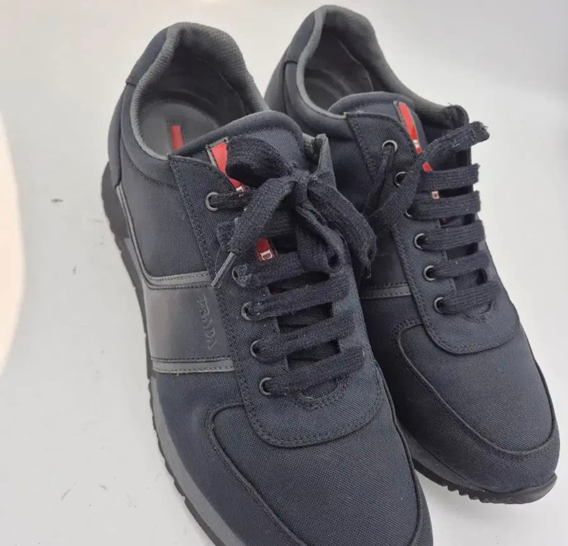 [정품] 프라다 러너 레더 패치 스니커즈 네이비 260 상품이미지2