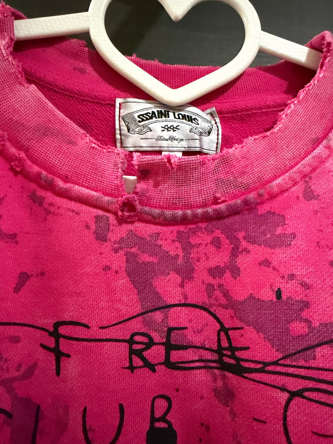 SSSAINT LOUIS 핑크 데미지 맨투맨 XL 상품이미지4