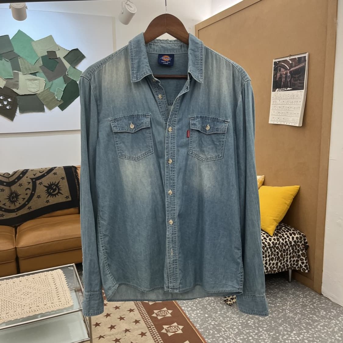 디키즈 컨트리 웨스턴 빈티지 워싱 데님 셔츠 L C10211 상품이미지3