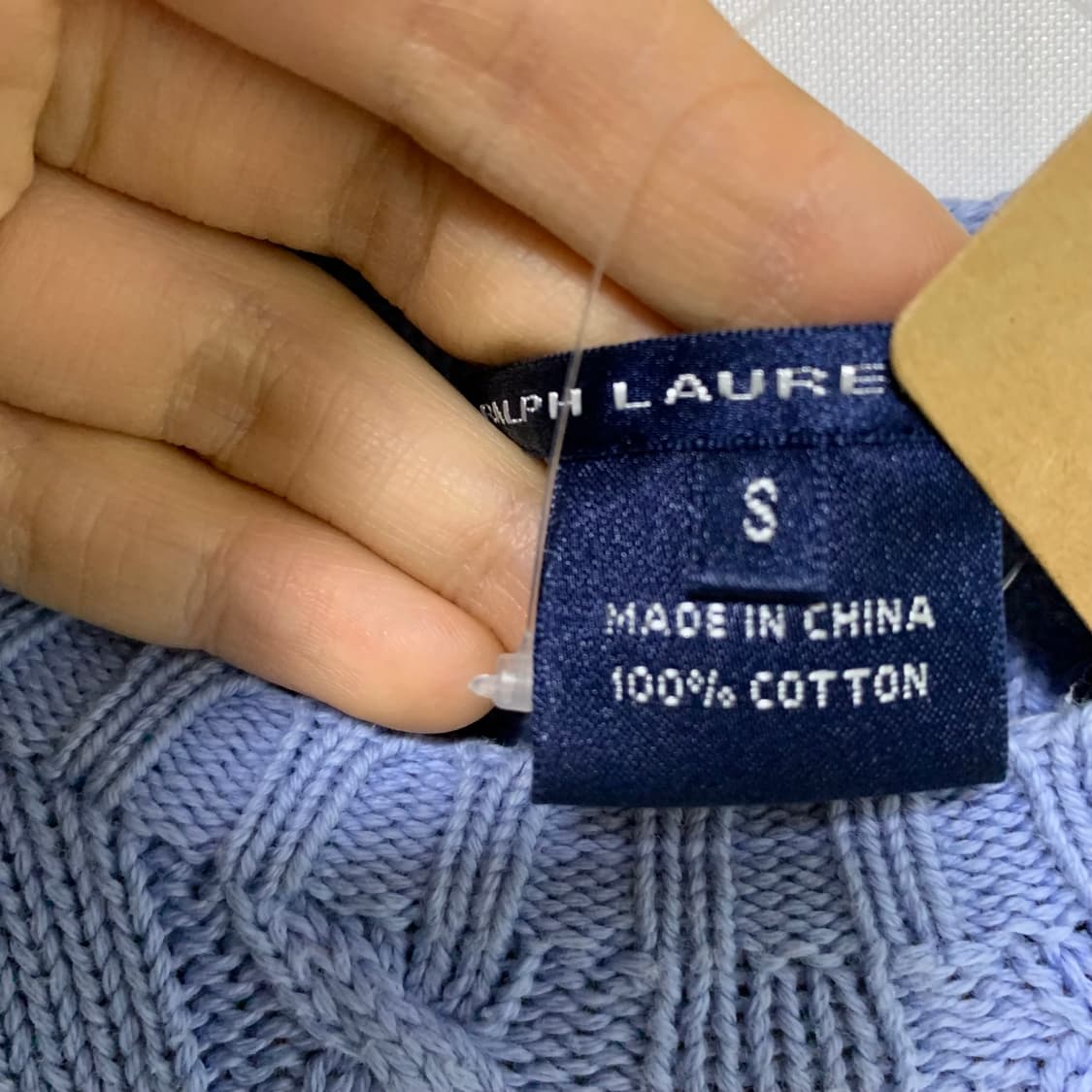 폴로 랄프로렌 빈티지 꽈배기 케이블 니트 스웨터 소라 블루 S 크롭 상품이미지4