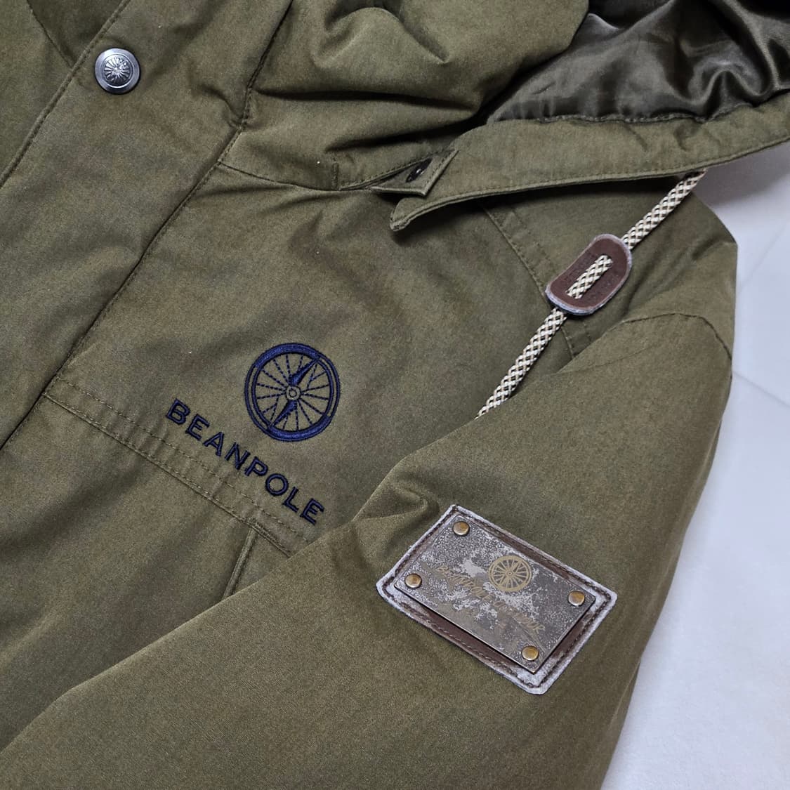 100 빈폴 구스다운 하프 패딩 카키 올리브 상품이미지3