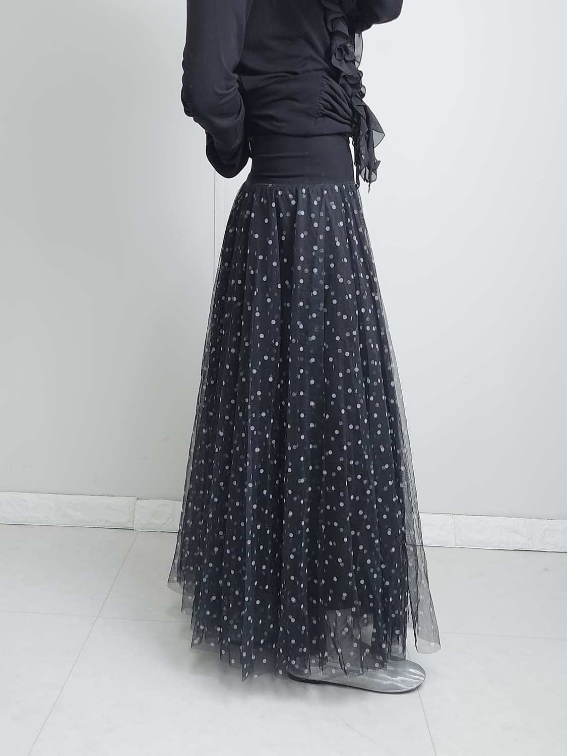 도트 샤 롱 스커트 상품이미지4