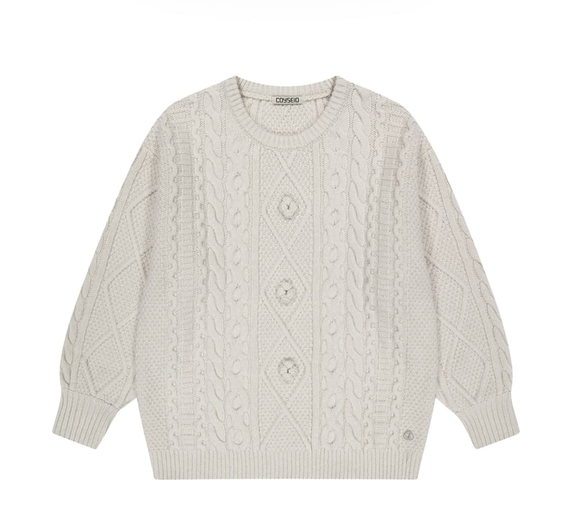 [구해요] 코이세이오 폼폼 케이블 니트 아이보리 상품이미지1