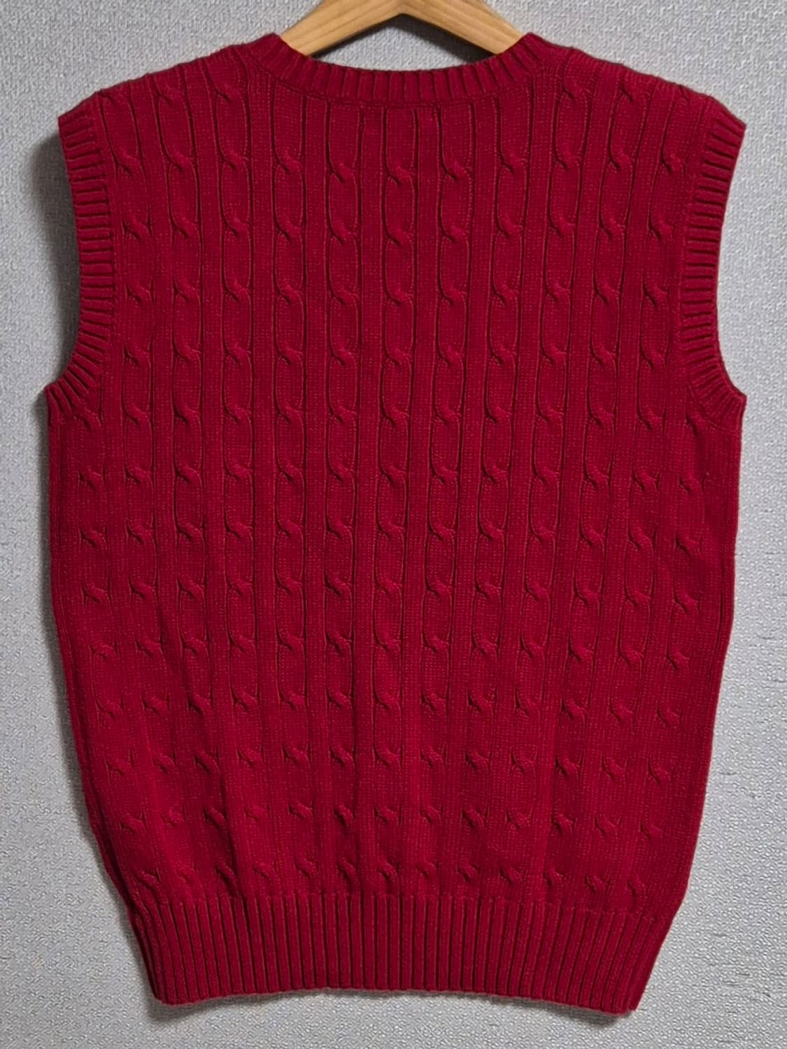 실측 M (95) 폴로랄프로렌 레드 꽈배기 니트 베스트 상품이미지2
