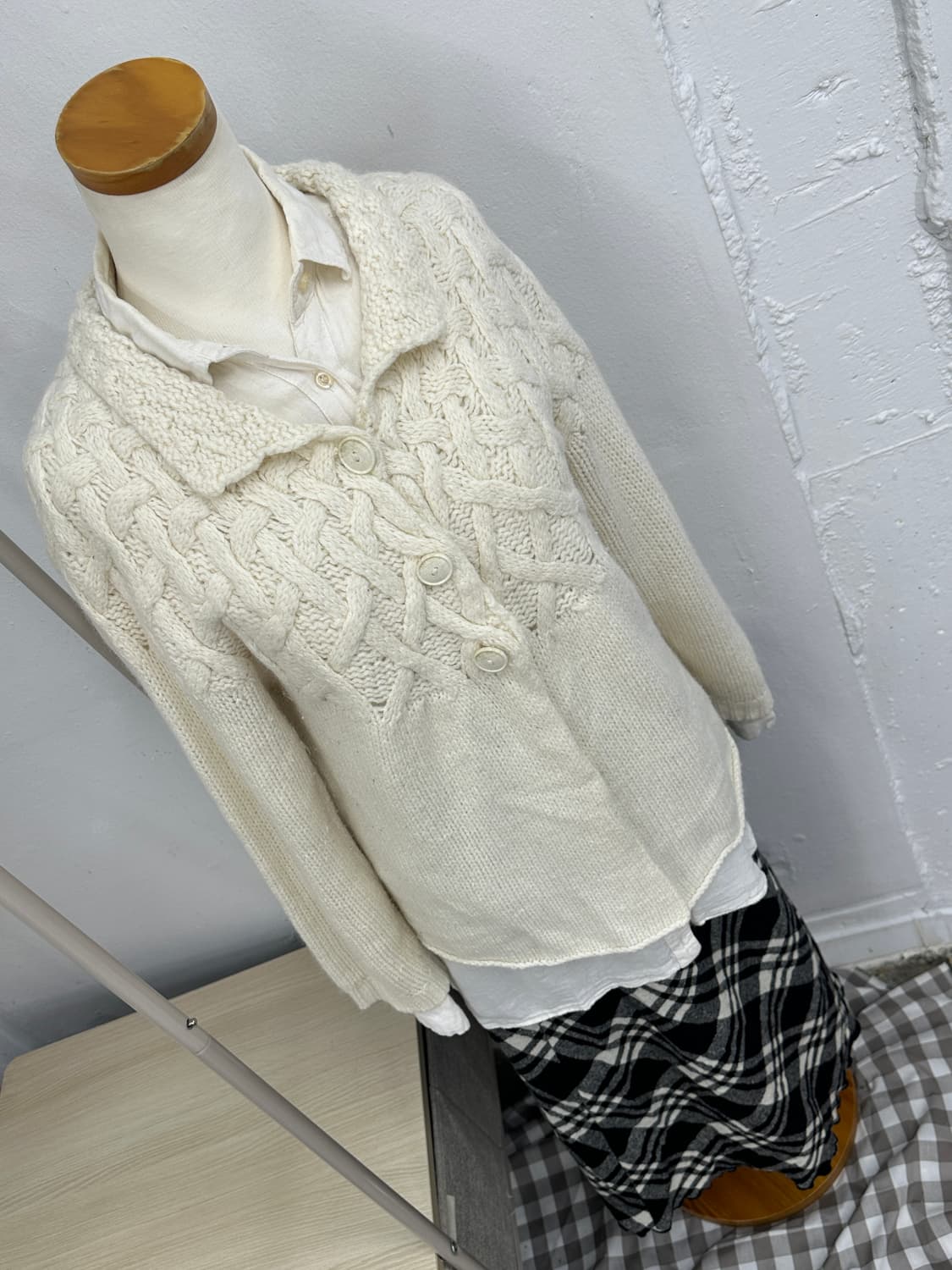 ☕️사와코의 겨울 옷장 코디세트☕️ 체크 롱 스커트 니트 가디건 모리걸 상품이미지6