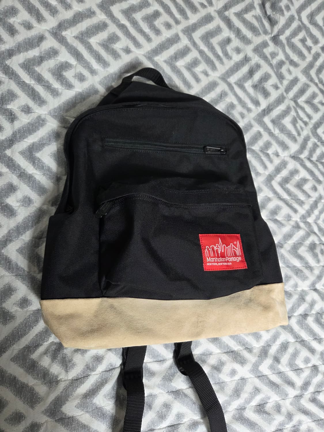 맨하탄 포티지 1209 빅애플 백 M BLACK 스웨이드 백팩 새상품 상품이미지3