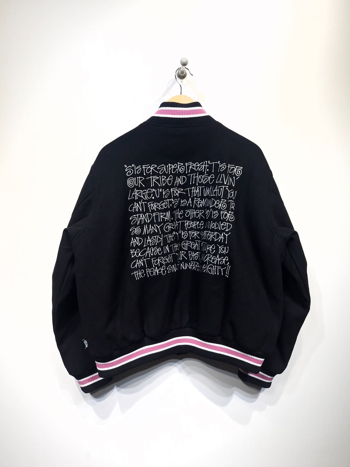 STUSSY 스투시 S 토크 멜튼 바시티 자켓 블랙 상품이미지1