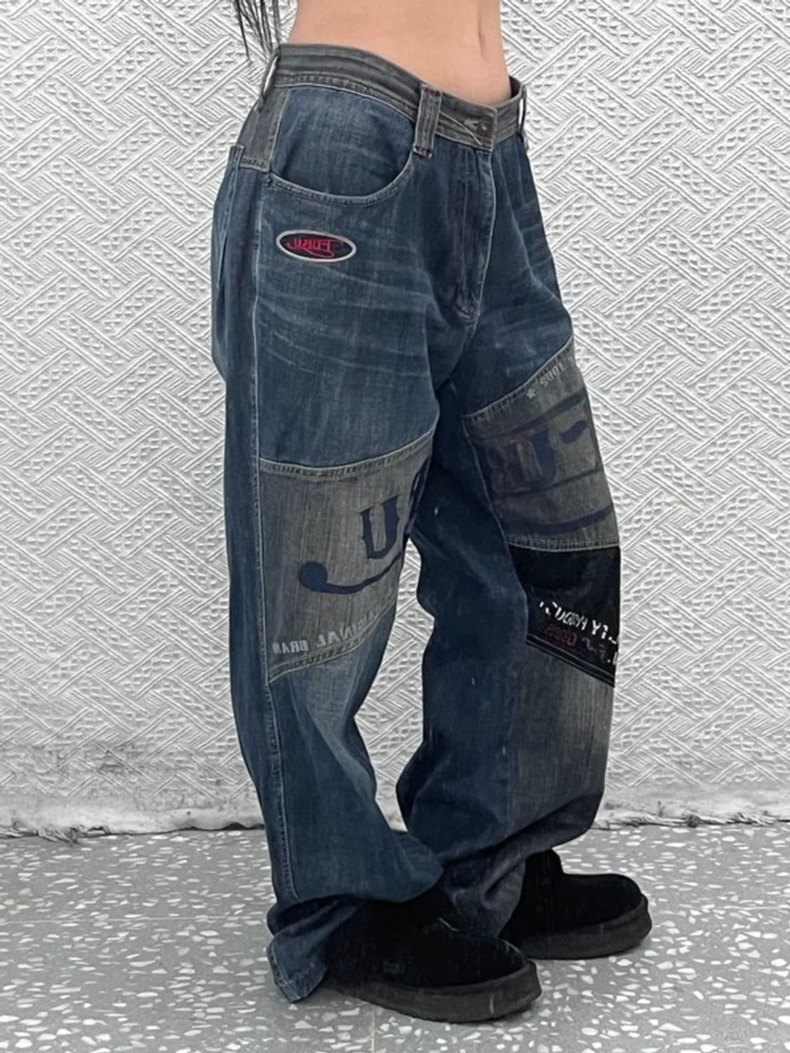 푸부 FUBU 올드스쿨 Y2K 빅로고 데님 팬츠 36인치 C08750 상품이미지1
