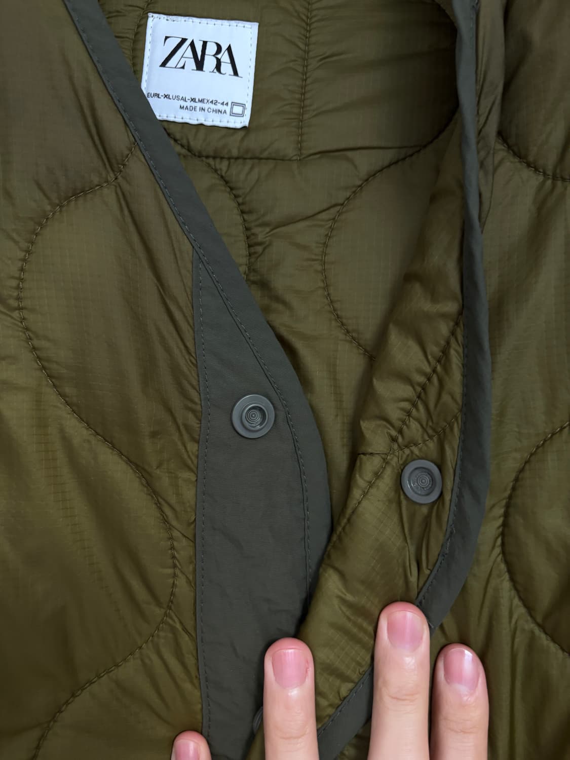 L- XL 자라 퀼팅 라이너 자켓 카키 상품이미지5