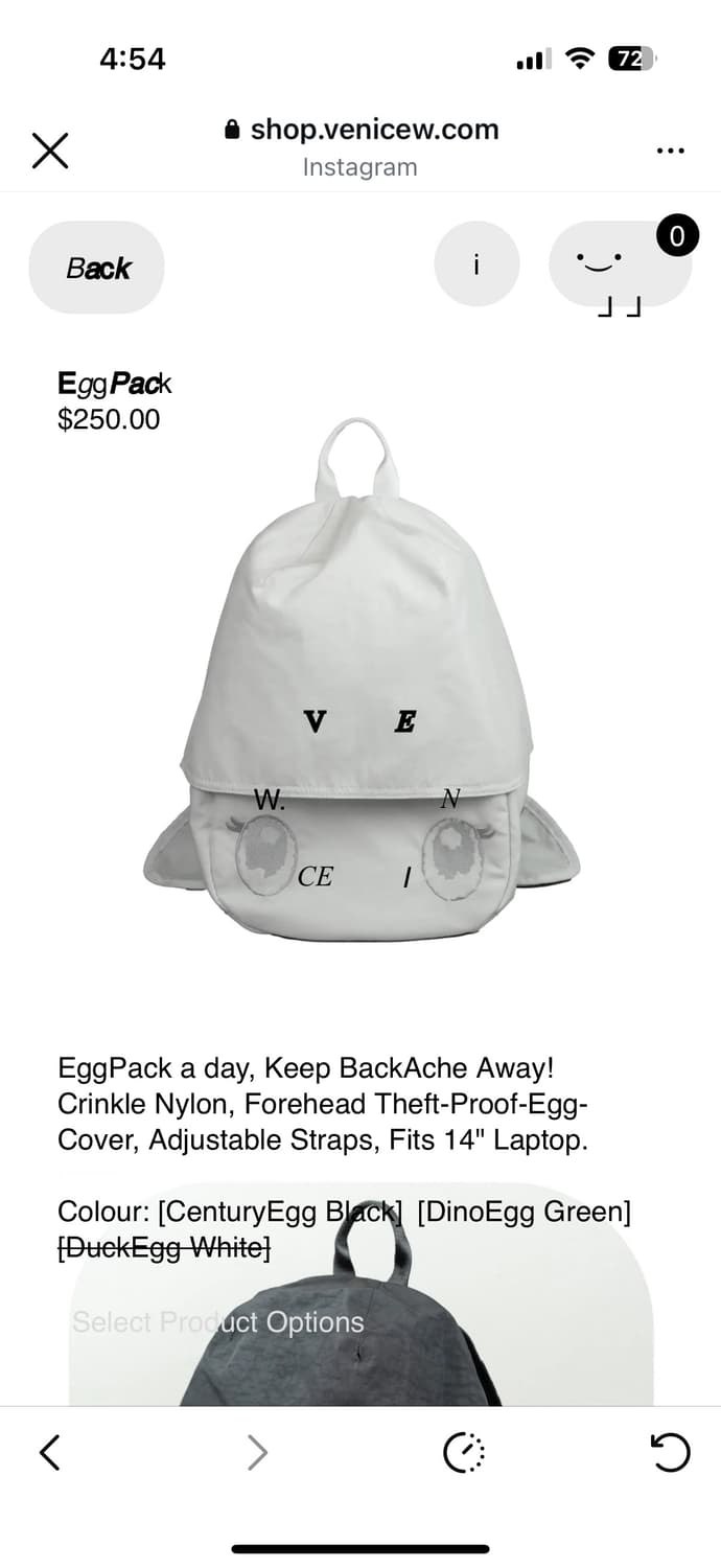 venicew egg pack 백팩 화이트 상품이미지1