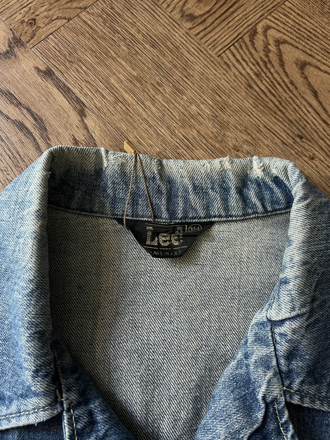 [XL]80's Lee Made in USA 빈티지 워싱 데님 코트 자켓 상품이미지2
