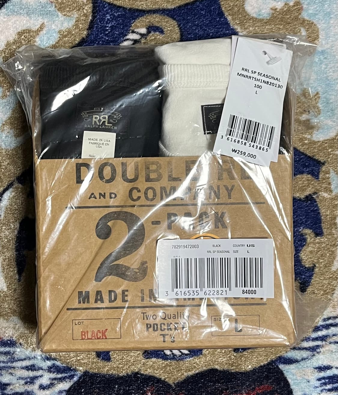 RRL 가먼트다이 투팩 티셔츠 더블알엘 웜화이트1블랙1 상품이미지1