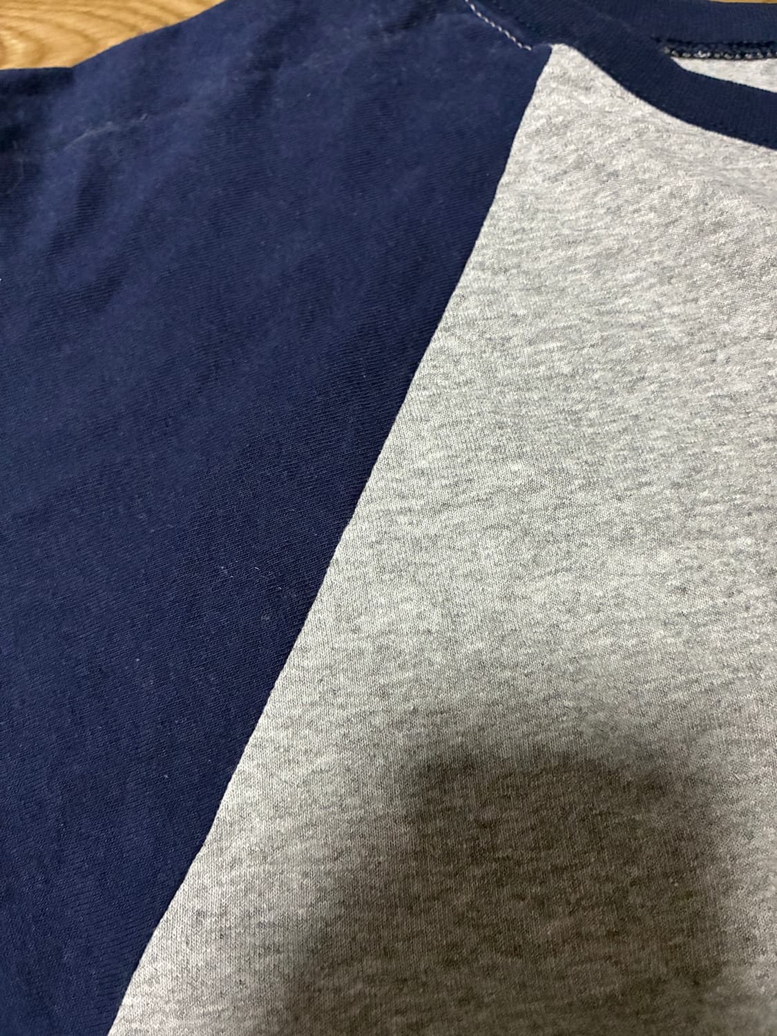 L) 90s) 푸릇오브더룸 래글런 티셔츠 그레이 네이비 상품이미지3