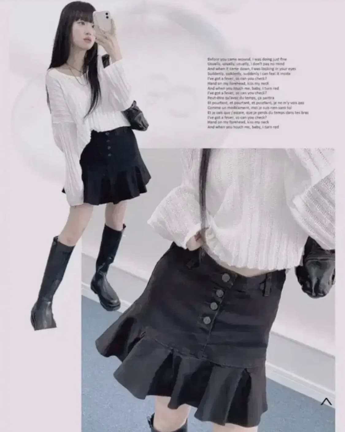 아쿠비클럽 버튼 프릴 데님 스커트 상품이미지3