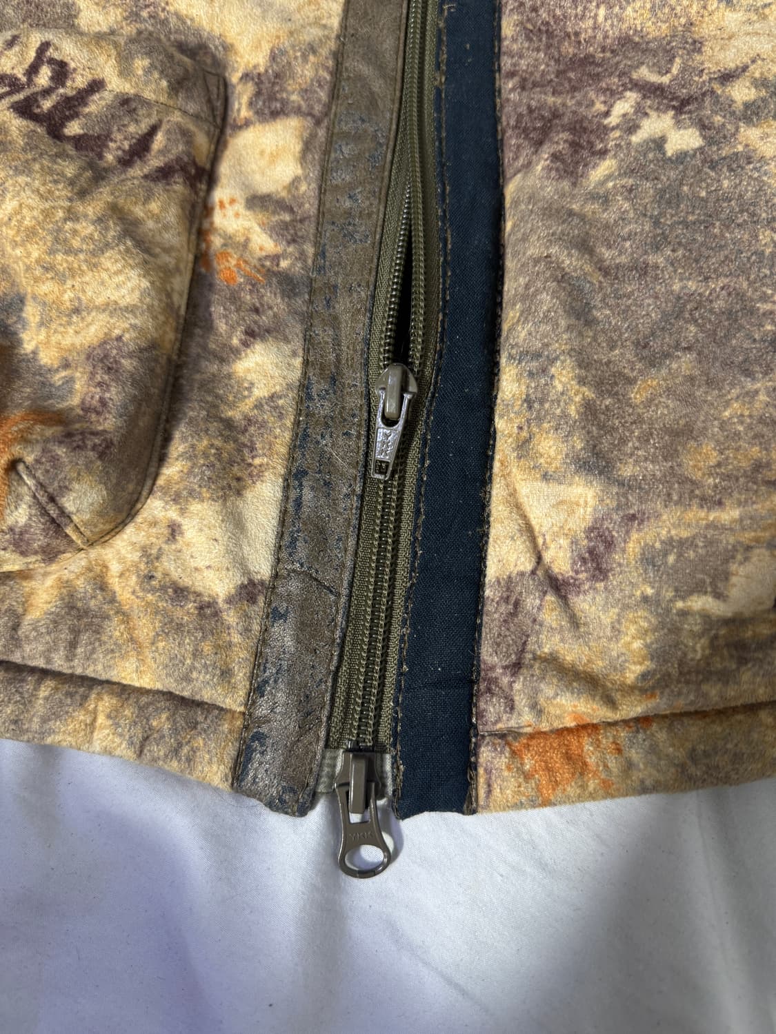 빈티지 디스트로이드 카모 패턴 블루종 안감 보아 퍼 y2k lgb goa 상품이미지6