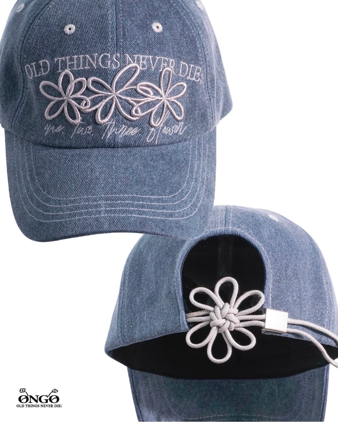 ONGO 온고 피그먼트 매듭 볼캡 더스티블루 상품이미지1