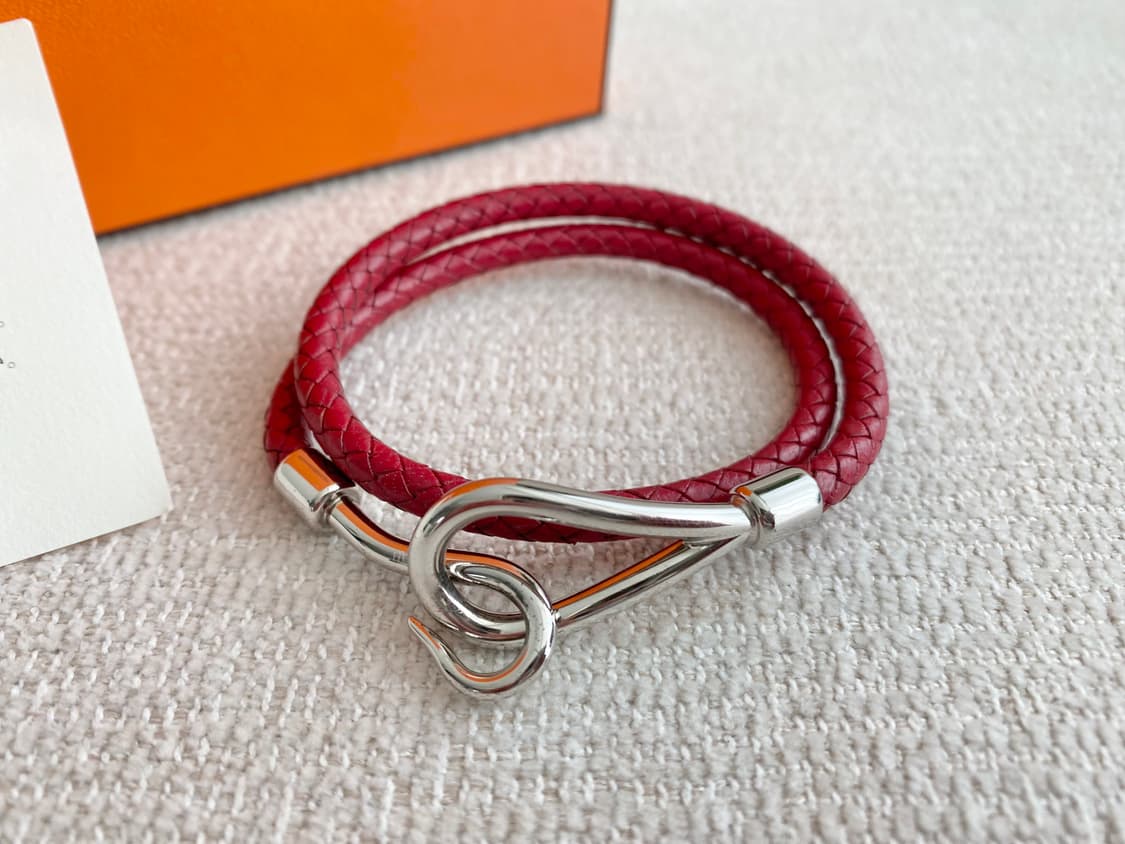 에르메스 점보 버건디 레드 은장 팔찌 2way 타입 상품이미지7