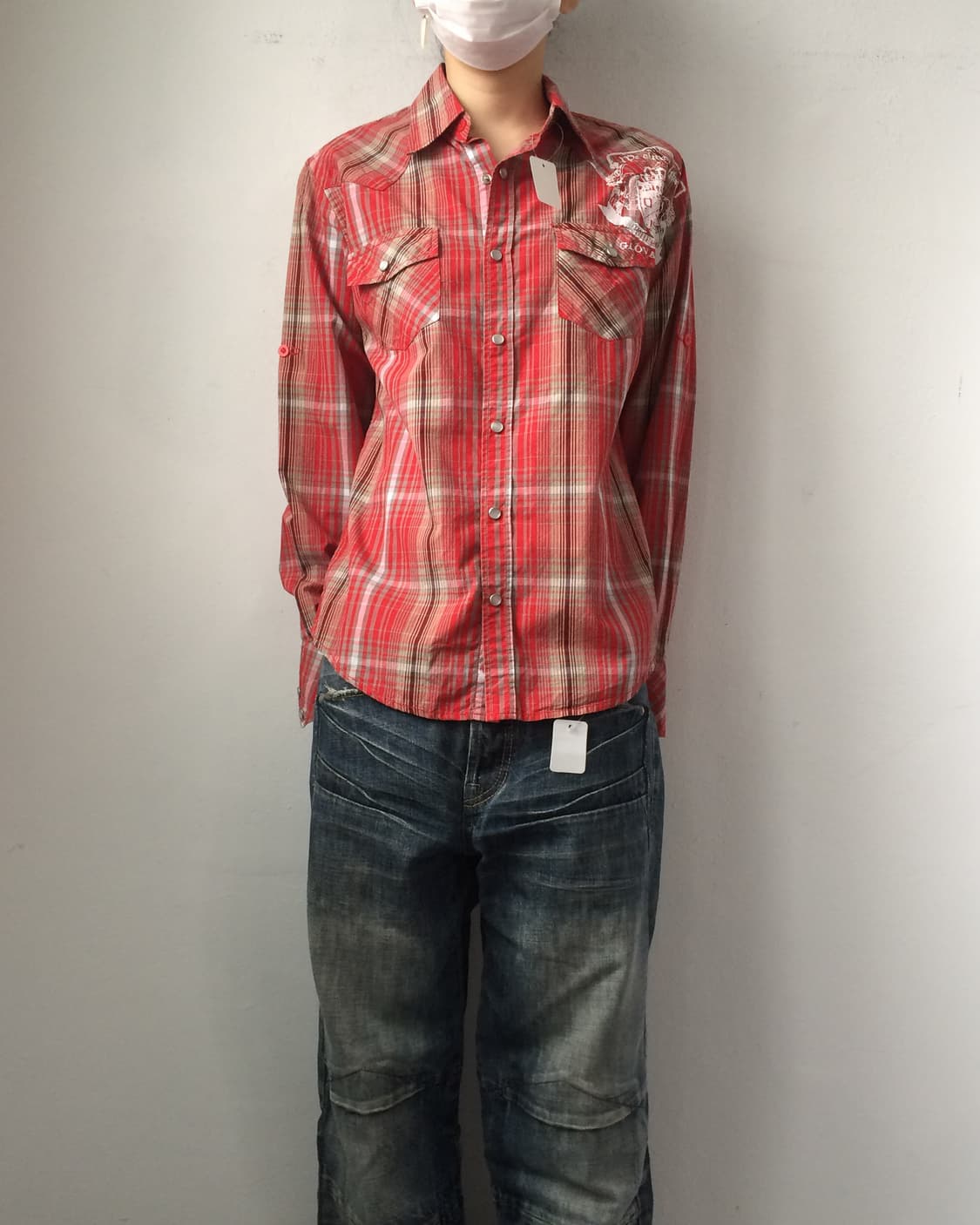 Printing point check pattern shirt 상품이미지1