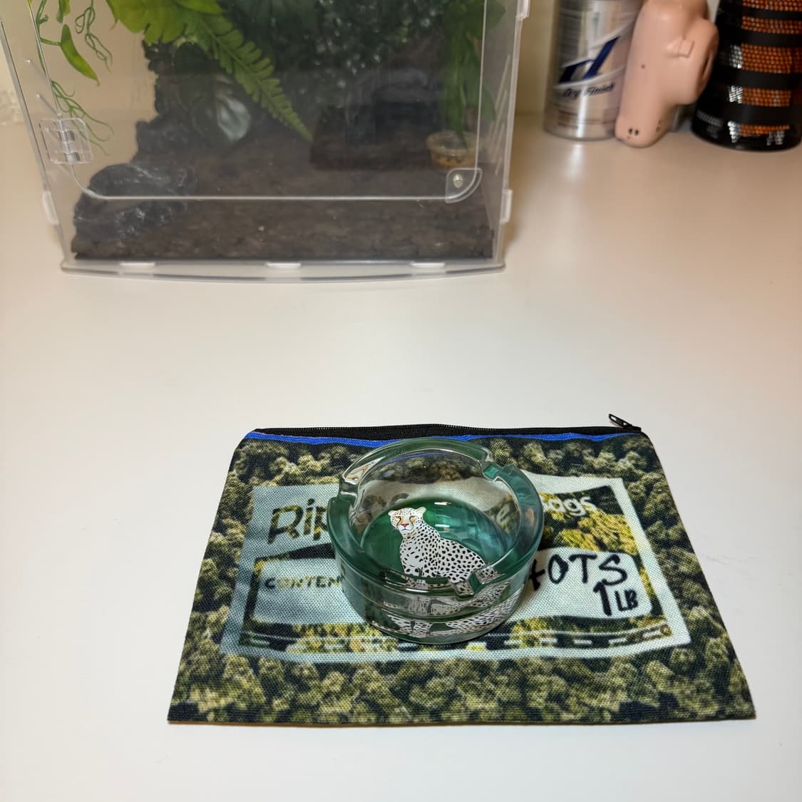 빈티지 레오파드 그래픽 애쉬트레이 재떨이 그린 상품이미지2