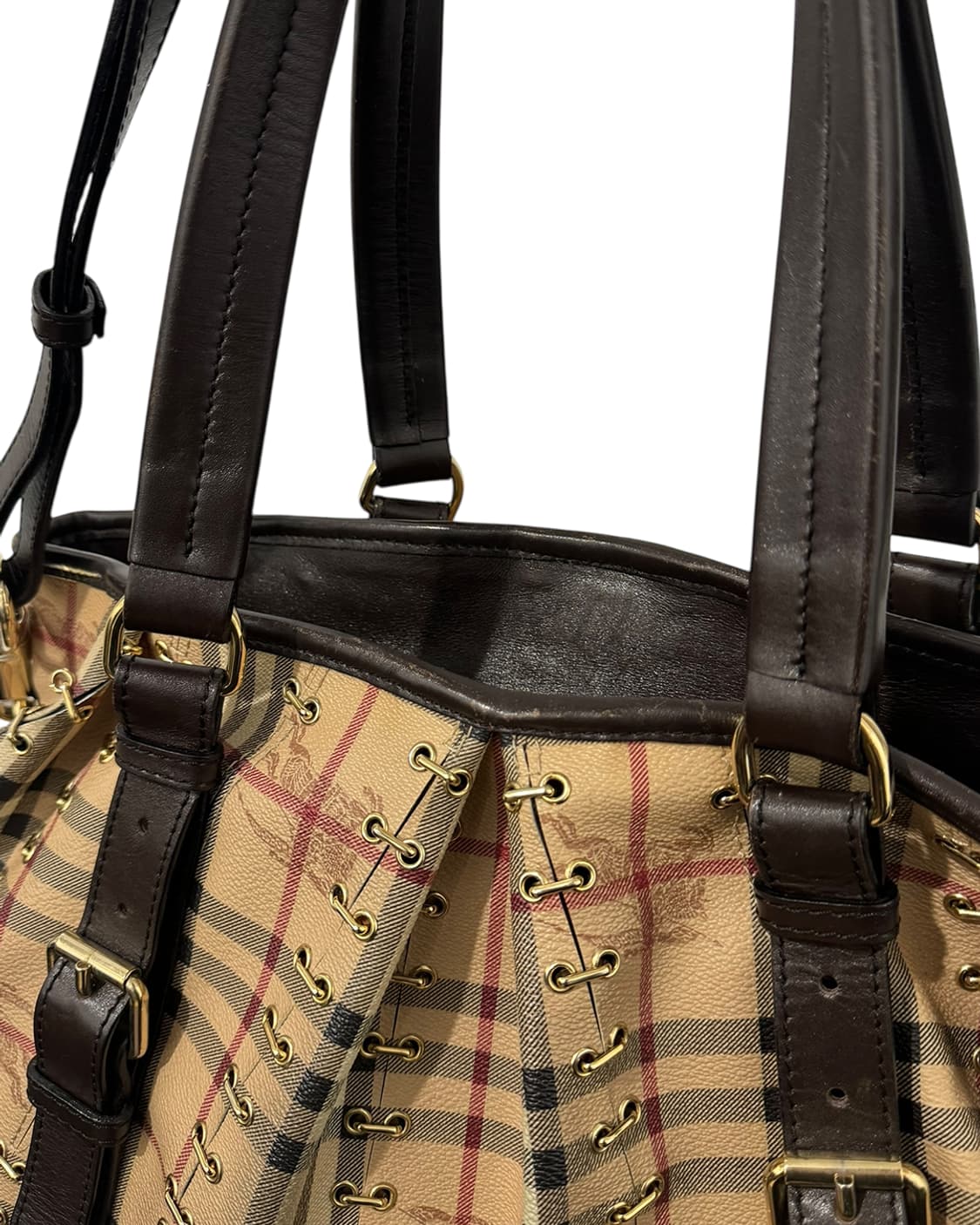 버버리 헤이마켓 체크 메탈 스티치 로리 백 상품이미지9