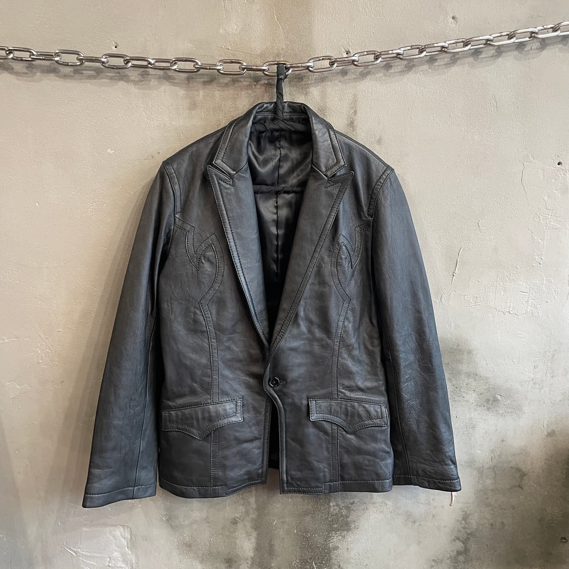 커스텀컬쳐 레더 블레이저 상품이미지1