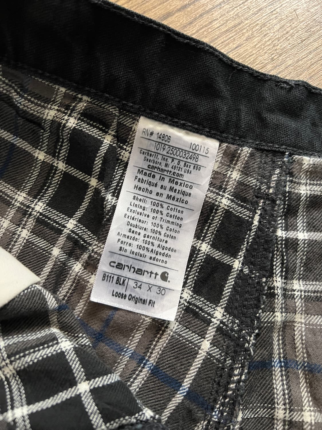 [34]칼하트 USA 체크 라이닝 블랙 카펜터 워크 팬츠 상품이미지5