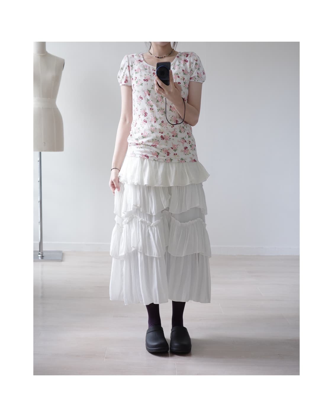 Pure white tiered ruffle layered skirt 상품이미지3