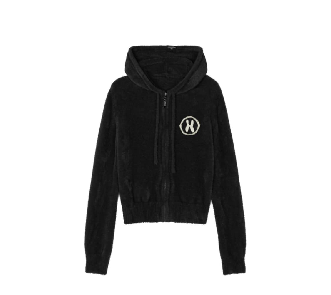 즉입/ 미스테리어스호텔 니트 퍼 집업 블랙 상품이미지2