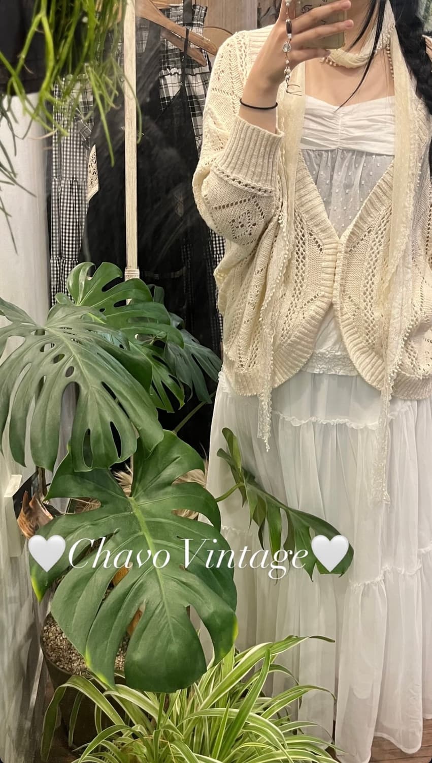 빈티지 모리 화이트롱 스커트 코디세트 상품이미지5