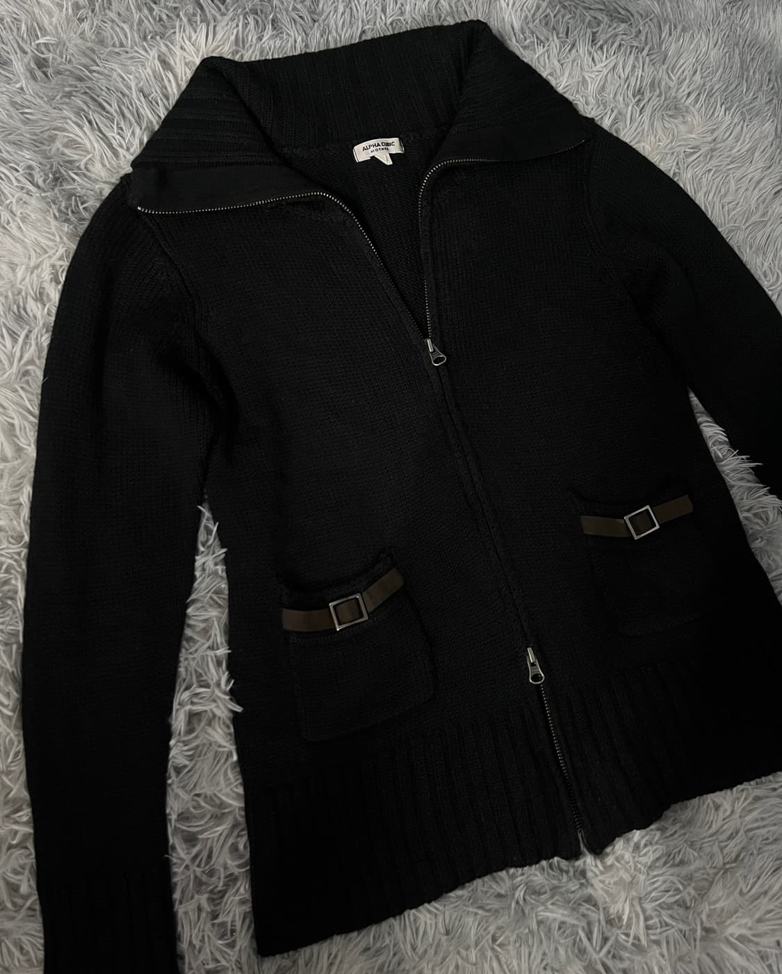 y2k 펑크 블랙 버클 니트 투웨이 집업 상품이미지8