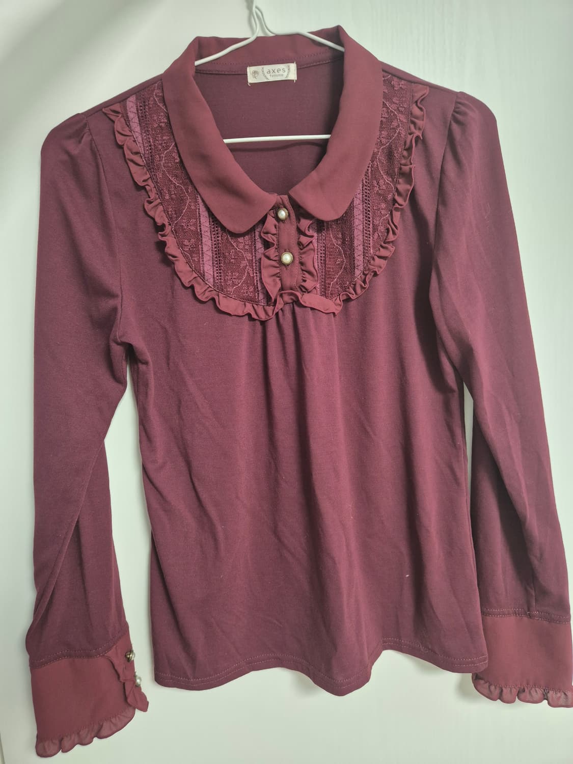 엑시즈팜 axes femme 버건디 블라우스 상품이미지1