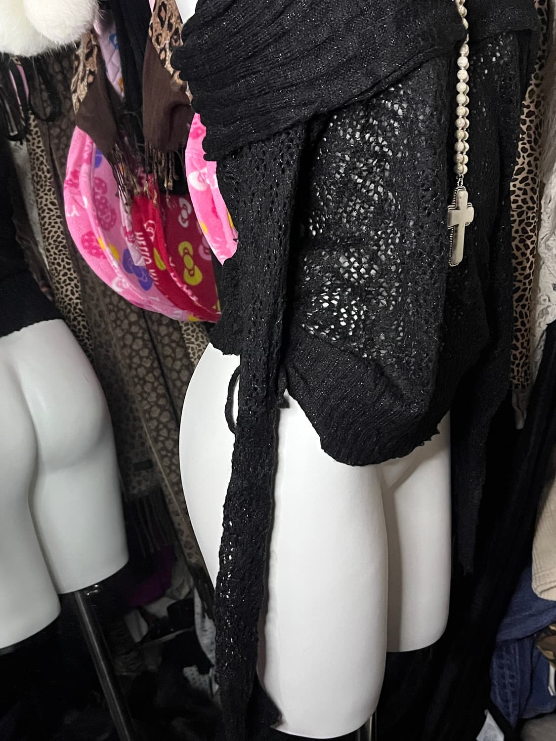 y2k 펑크 그런지 글리터 셔링 오프숄더 니트 상품이미지3