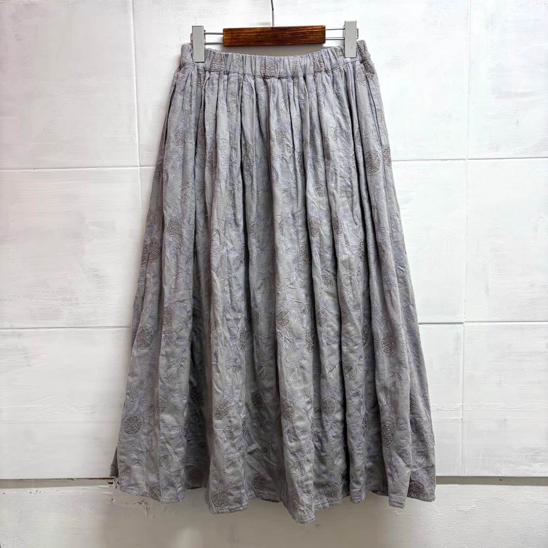 Brillage 자수 퍼플 코튼 플레어 롱스커트 JPN 상품이미지5