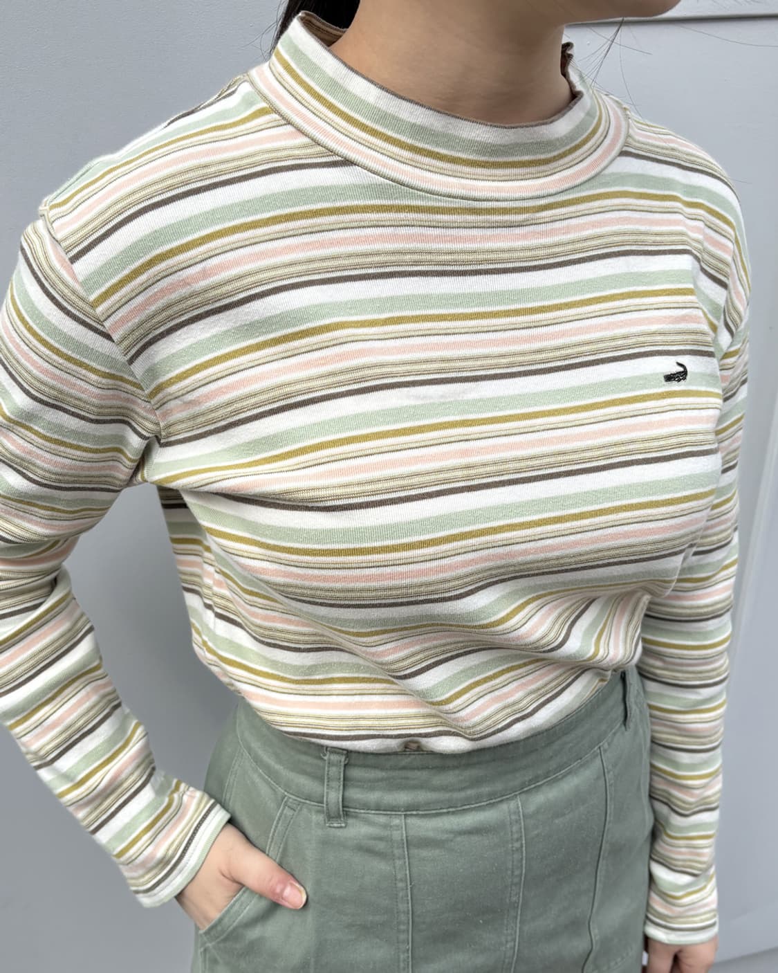 일본빈티지 크로커다일 스트라이프 긴팔티 상품이미지2