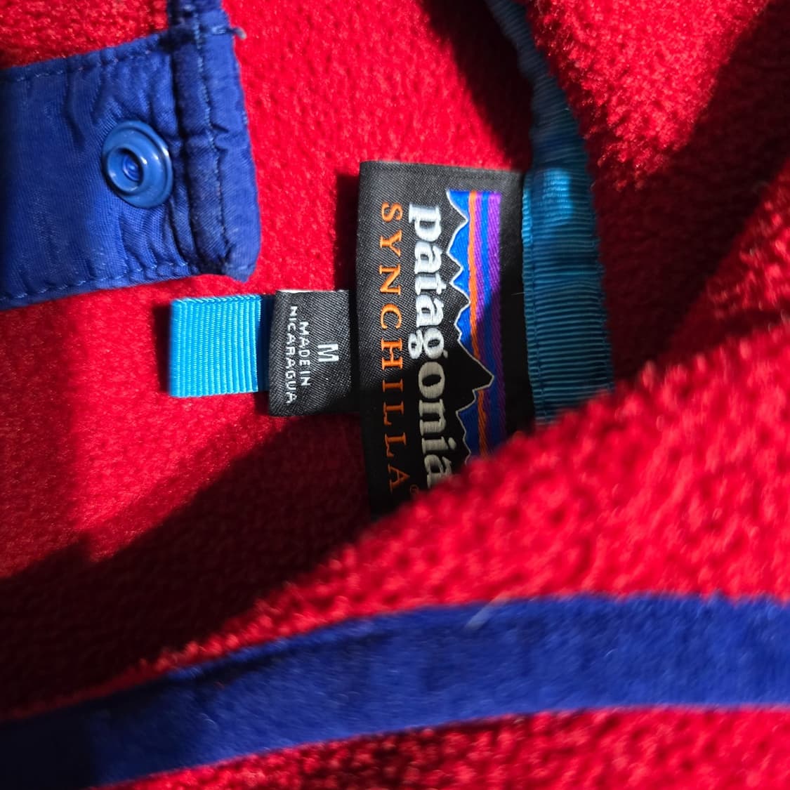 13FW 파타고니아 신칠라 후드 스냅-T 플리스 레드 네이비 블루 포켓 상품이미지3