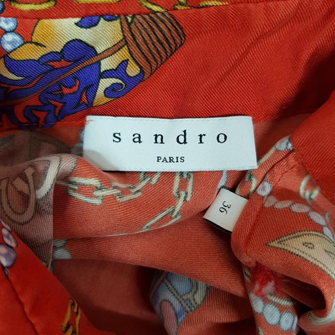 산드로(Sandro) 체인 패턴 프릴 벨티드 원피스 36사이즈 상품이미지7