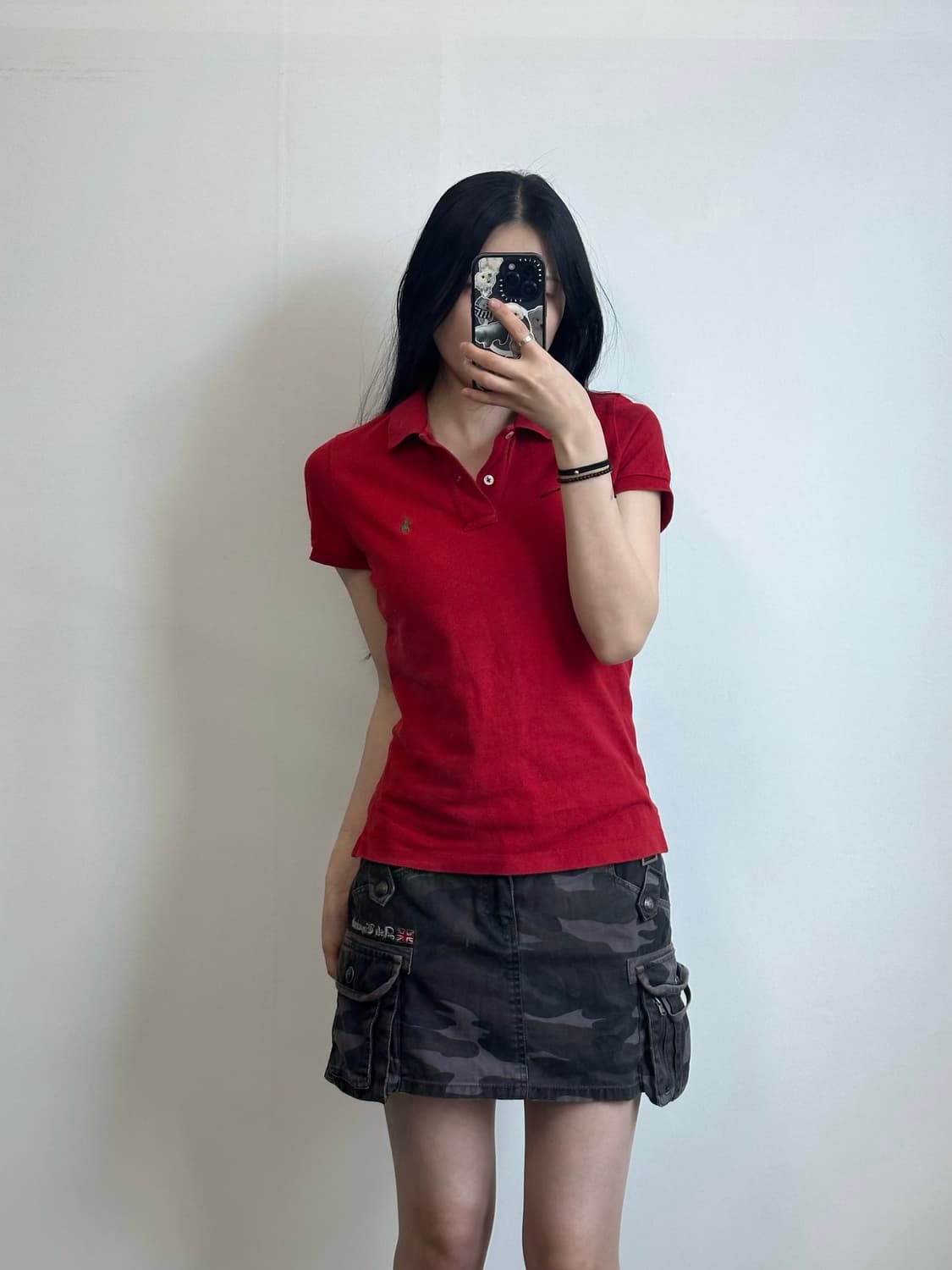 폴로 랄프로렌 자수로고 레드 반팔 피케 카라 티셔츠 상품이미지1