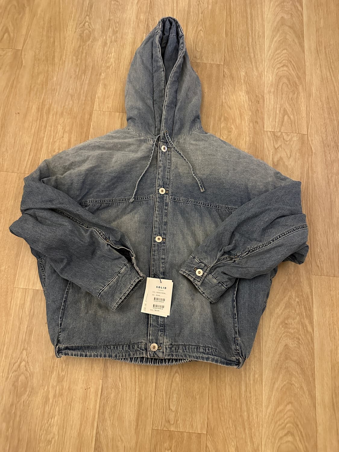 솔리드옴므 블루 패디드 데님 후드 셔츠 상품이미지1