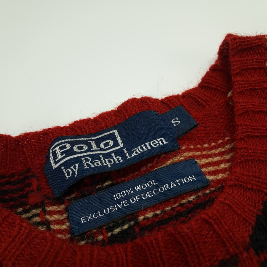 CN935 S 폴로 랄프로렌 클래식 체크 엘보패치 긴팔 울 니트 스웨터 상품이미지3