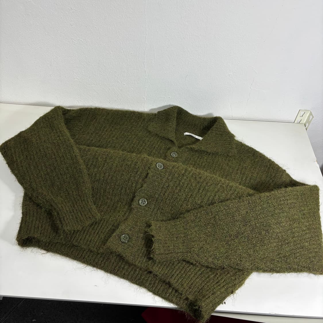 L 키뮤어 카키 오버핏 카라 가디건 상품이미지2