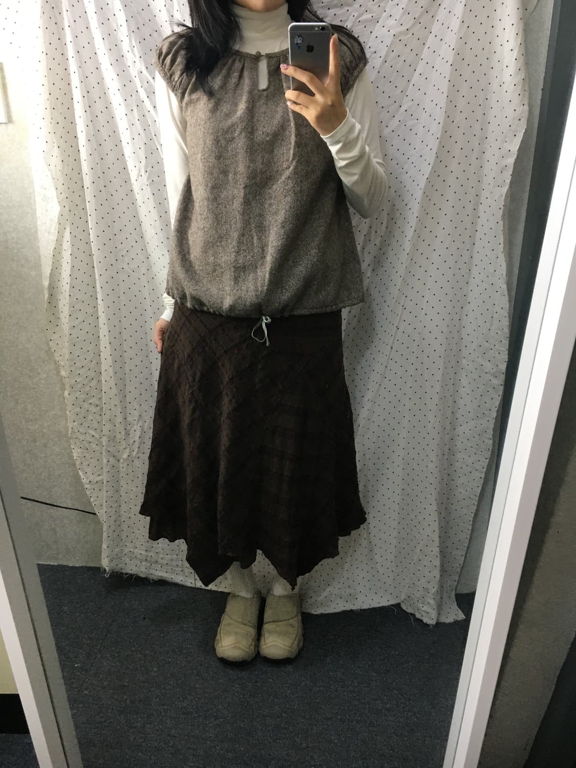 브라운 울 반소매 블라우스 상품이미지4