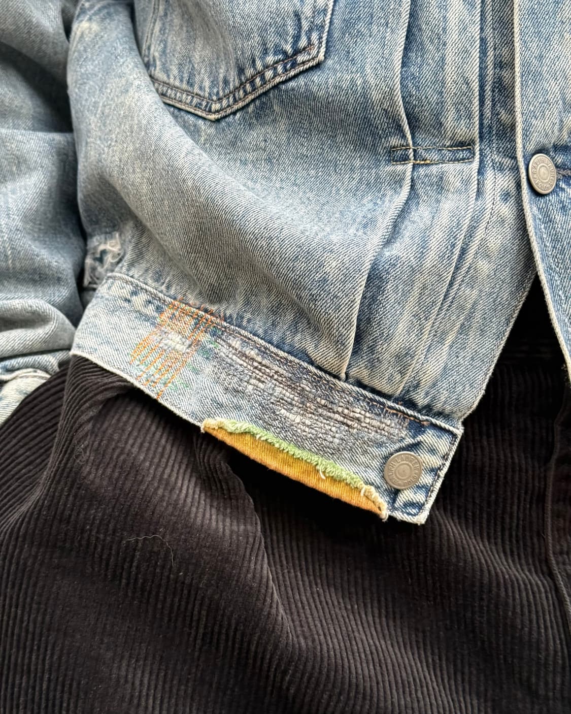 폴로 랄프로렌 렌턴 디스트레스드 리페어 패치워크 데님 트러커 자켓 L 상품이미지10