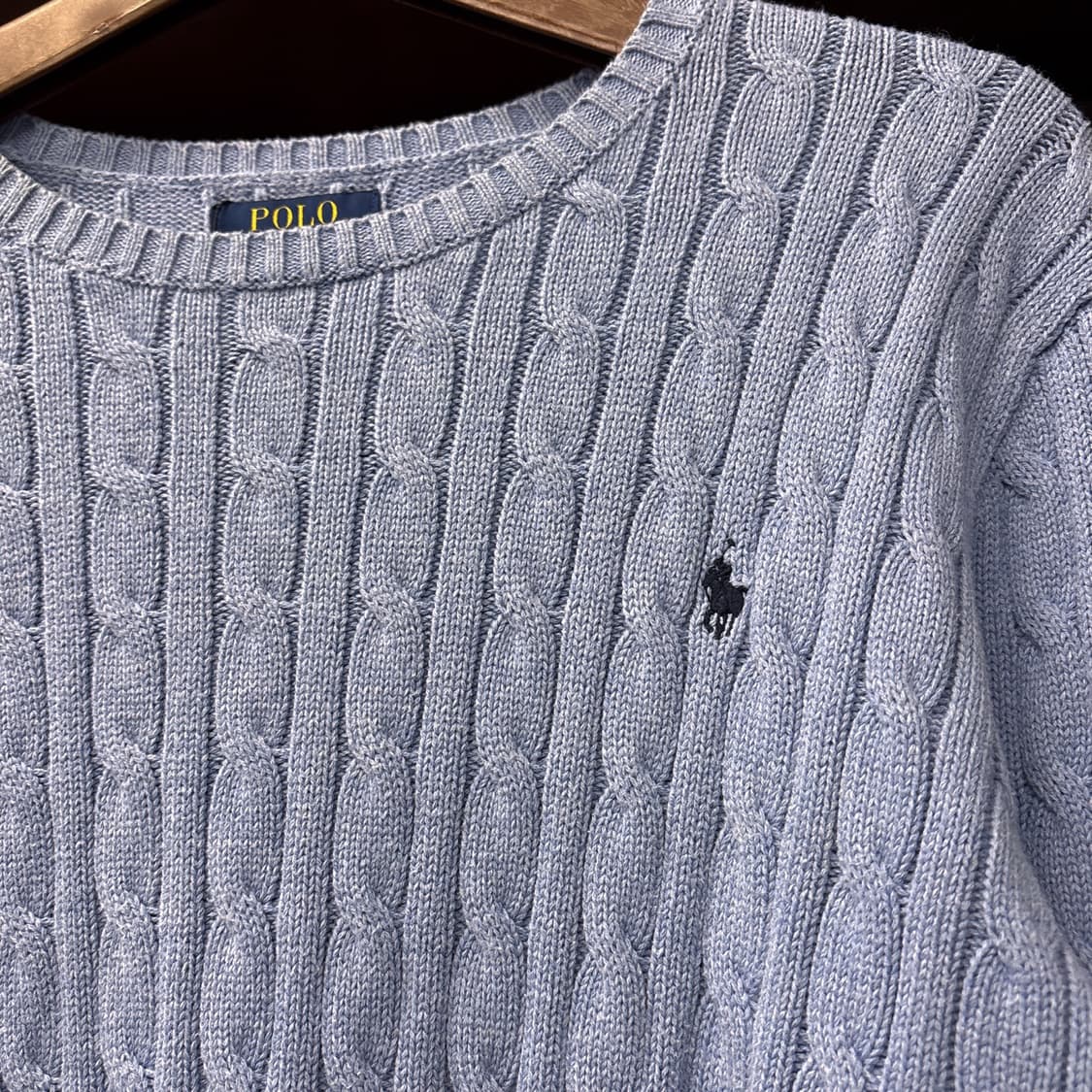 신형라벨 폴로 랄프로렌 케이블 코튼니트 스웨터 블루 N1050 상품이미지5