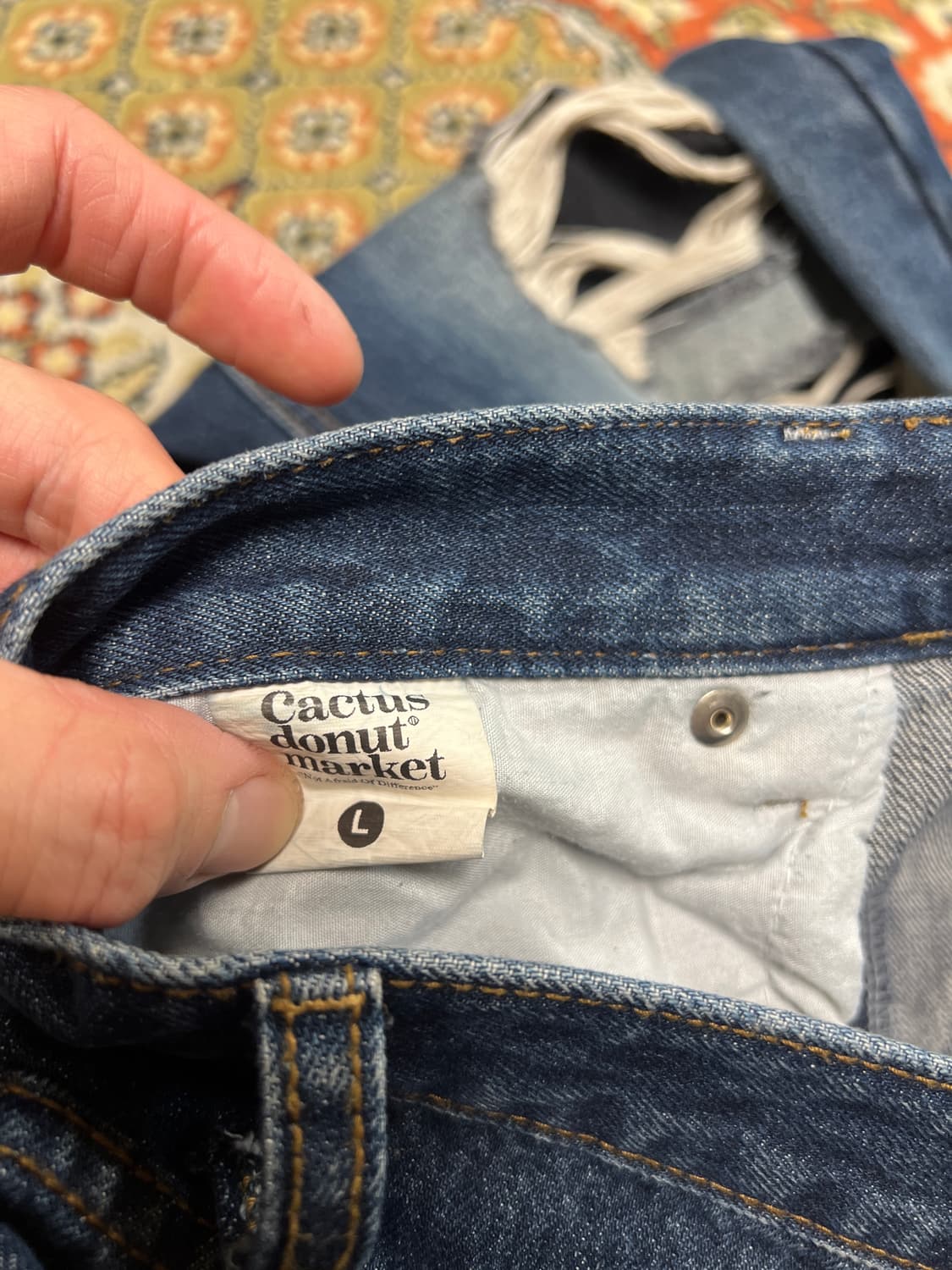 [L] 캑터스도넛마켓 카펜터 빈티지 디스 데님 팬츠 상품이미지5