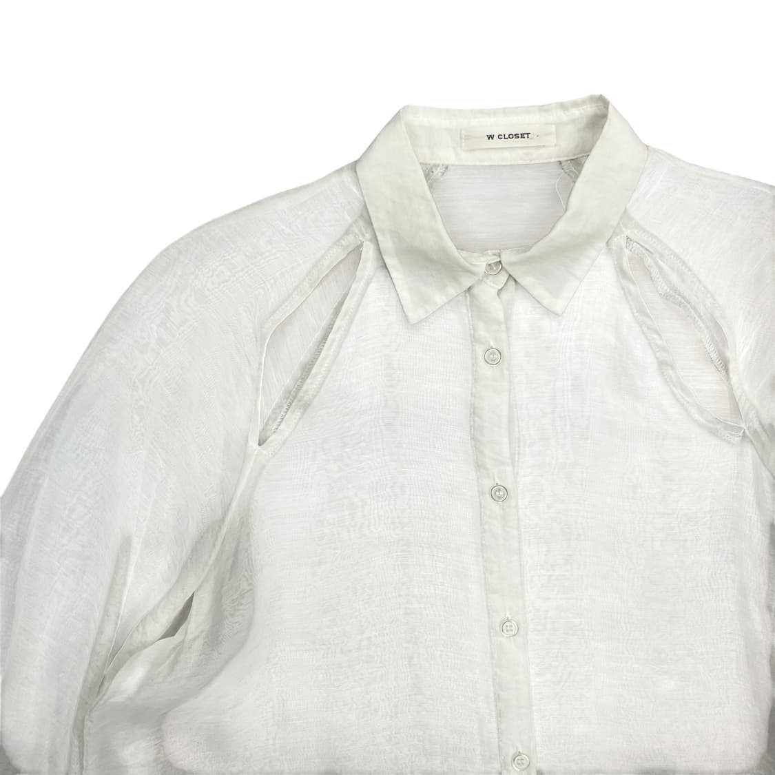 Slit Detail White See Through Shirt 상품이미지2