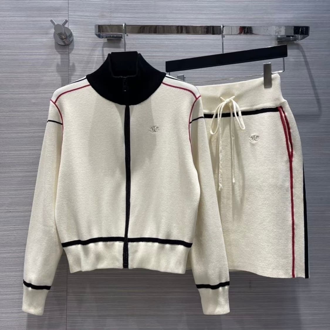 셀린느 니트 집업 투피스 세트 상품이미지1