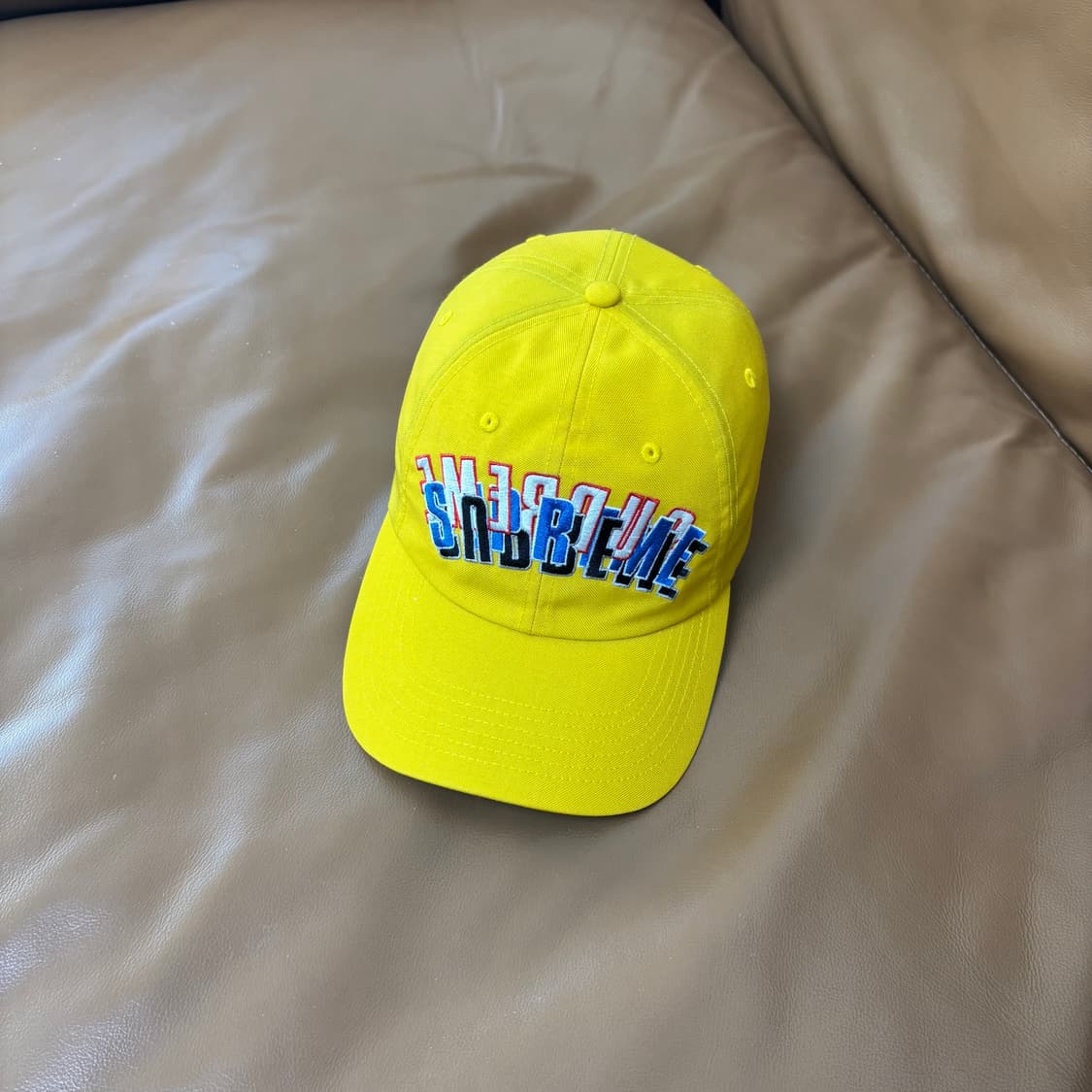 Supreme 슈프림 코듀라 트리플 로고 옐로우 6패널 볼캡 모자 상품이미지1