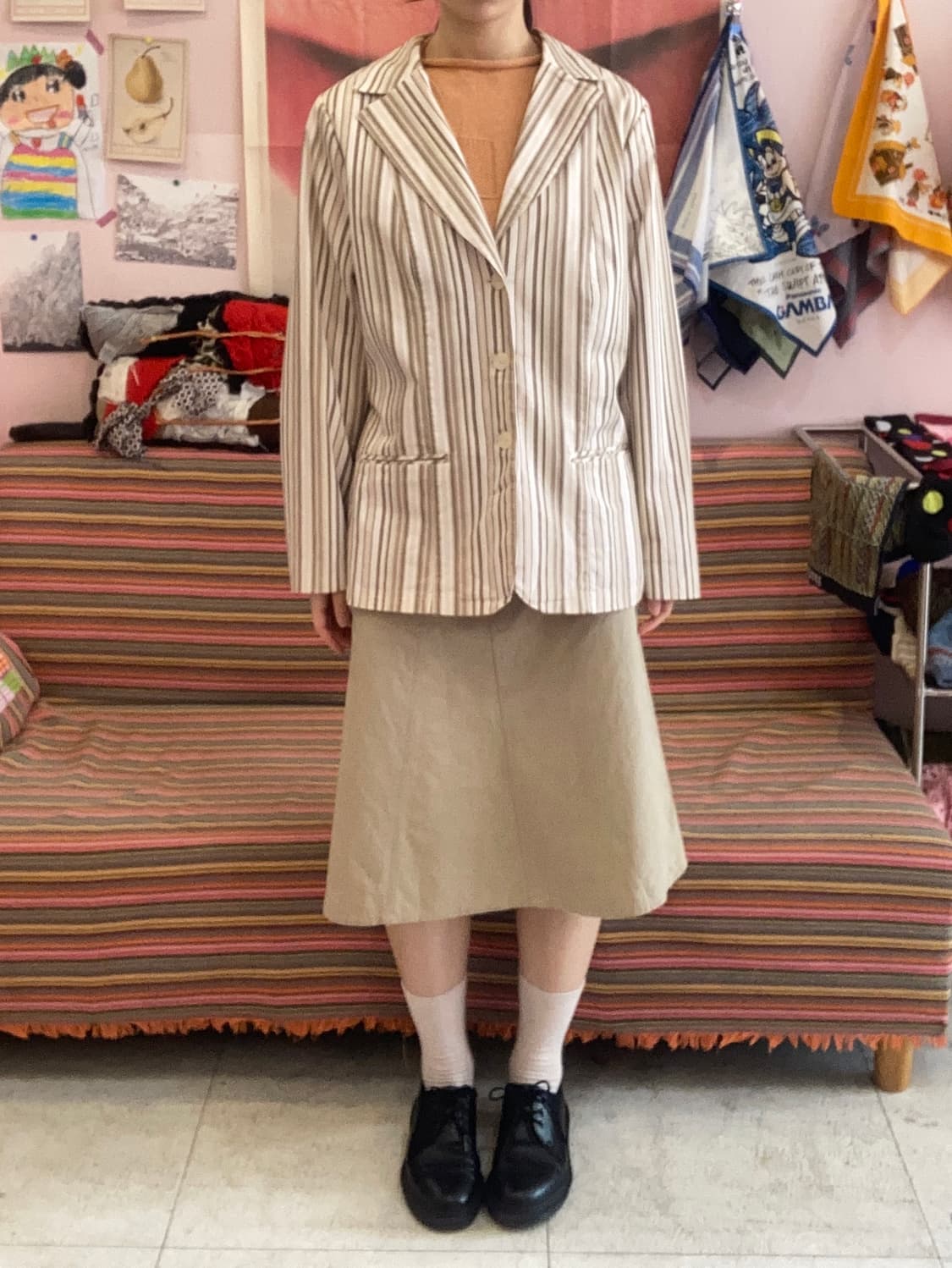 코튼100% 빈티지 스트라이프 자켓 상품이미지1